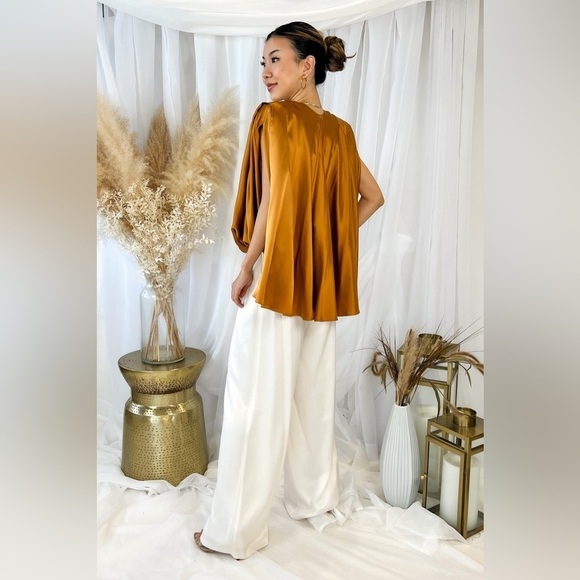 AMANDA UPRICHARD Odessa Silk Top In Antique Bronze | size XS - Picture 13 of 14